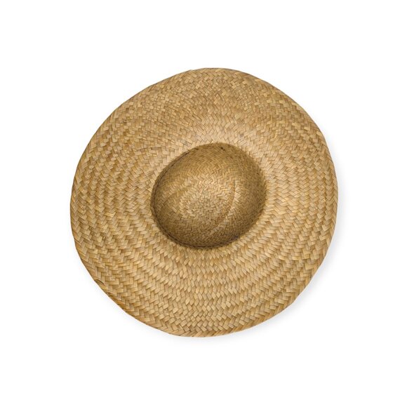 Vintage Yellow & Tan Straw Woven Wide Brim Hat w/Ribbon Accent - Picture 7 of 11